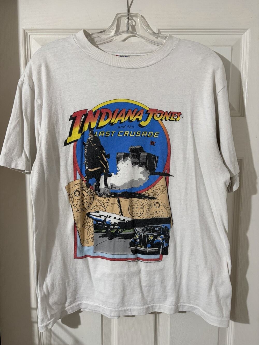 Vintage 1989 Indiana Jones Last Crusade Shirt Sz L Lucas Films Single Stitch